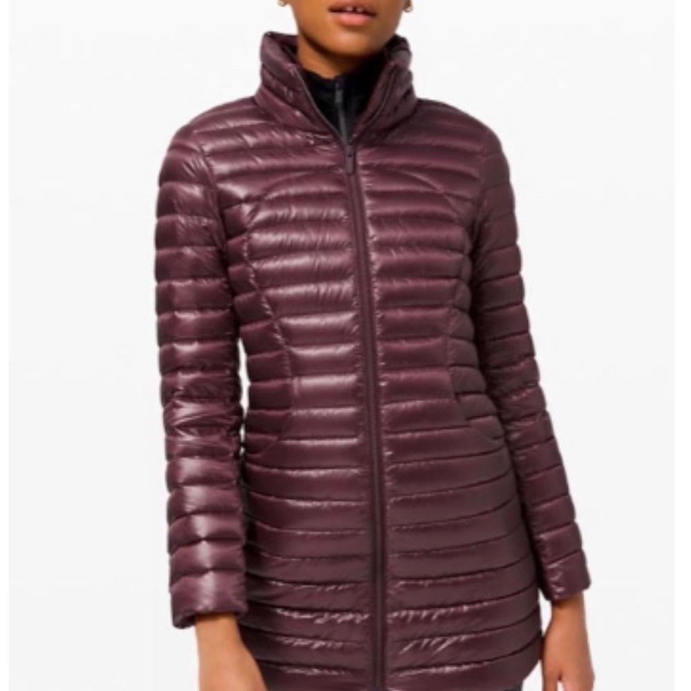 Lululemon Pack it Down Long Jacket Shine Burgundy Size 4 NWT Retails $248